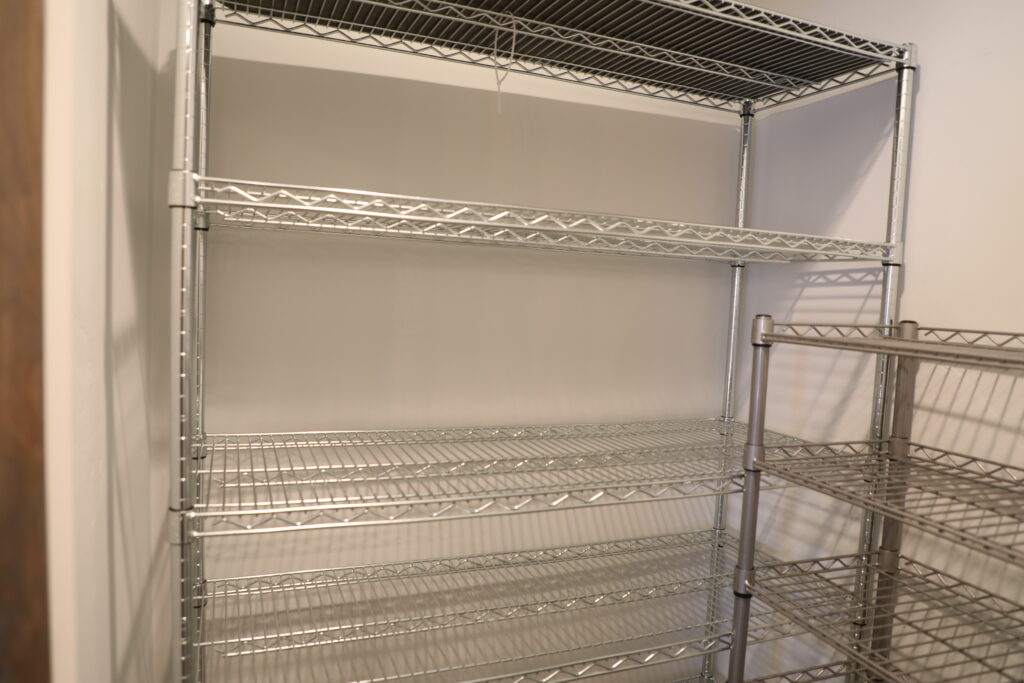 Pantry with metal shelves