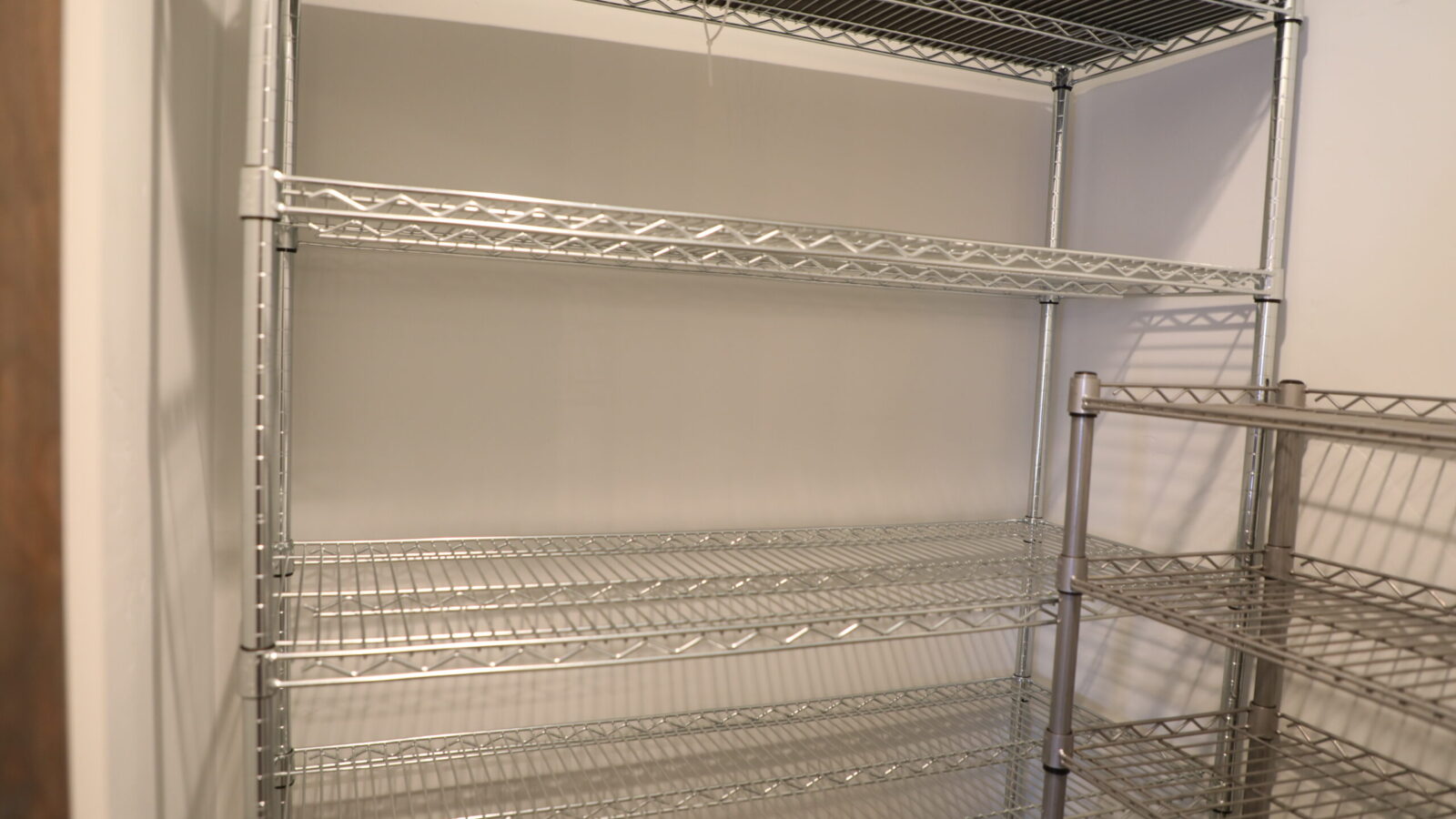 Pantry with metal shelves